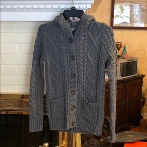 Gray hooded cardigan